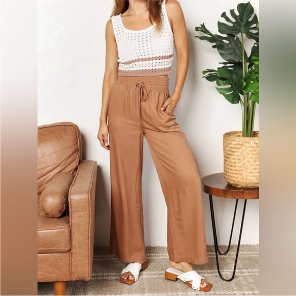 Double Take Pants - SALE!! NWT Double Take Drawstring Smocked Waist Wide Leg Pants Size Medium